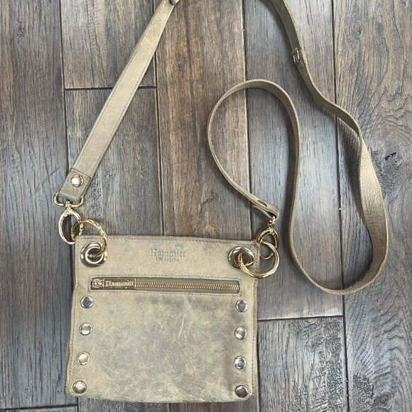 Hammitt Las Angeles, distressed leather gray, 7" x 8" cross body bag - Picture 5 of 13